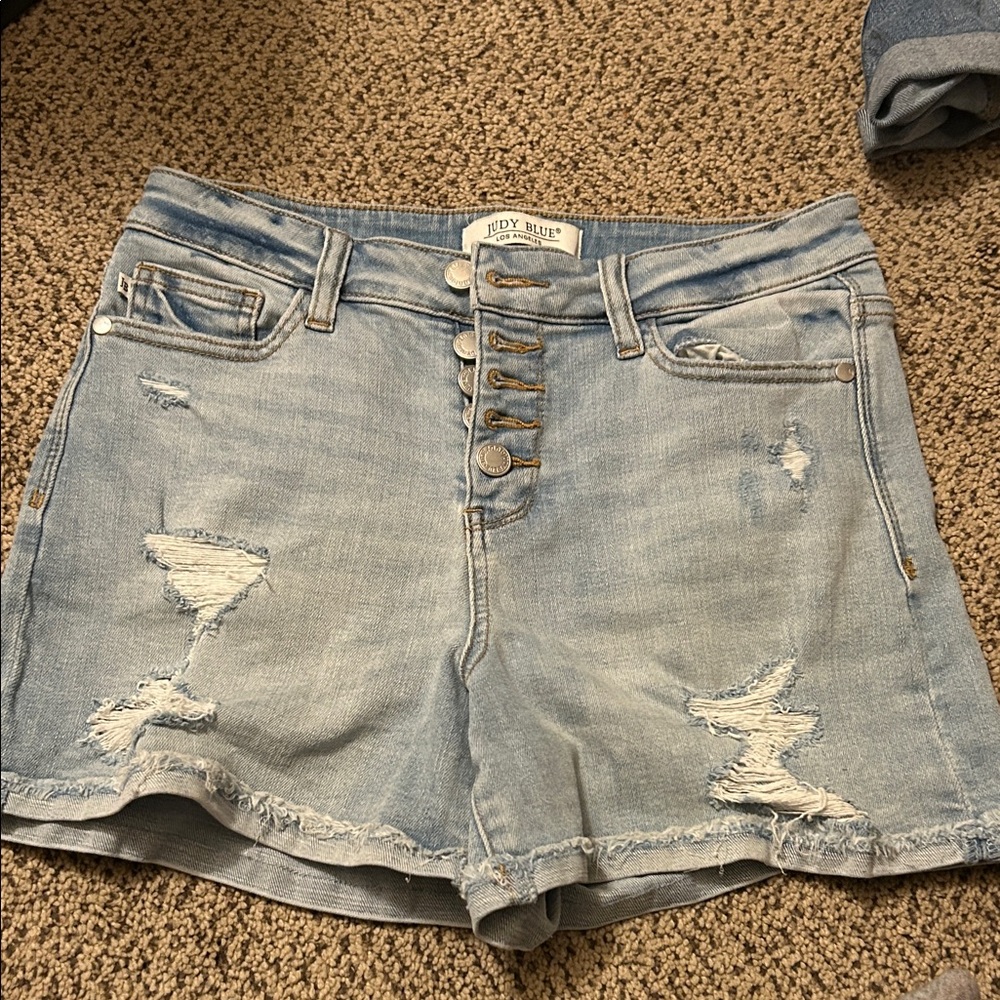 Judy Blue Women's Faded Blue Button-Fly Jean Shorts
